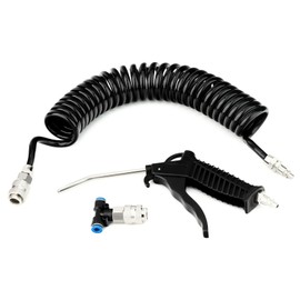 GASHER Air Blow Gun Kit with 16ft Long Pneumatic Pu Hose, Recoil Air Hose Heavy Duty Air Gun Cleaning Kit For Semi Truck