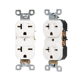 EDYCARX Nema 6-20 Duplex Receptacle, 20 Amp 240 Volt Outlet, Industrial Grade, 2-Pole, 3-Wire, 6-15R Outlet 6-20R Receptacle, White, 2 Pack