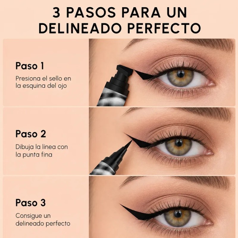 Delineador Líquido 2 En 1 Sello Sellado Impermeable Duradero