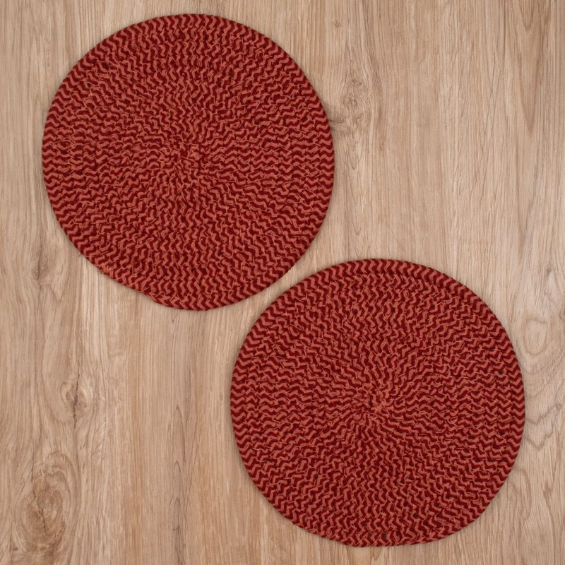 Stylish Braided Corded Pot Holder/Mini Placemat (7.5" Round, Merlot)