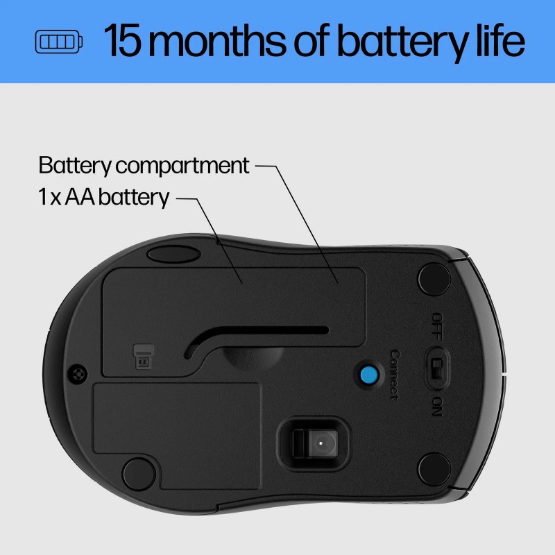 HP X3000 G3 Wireless Optical Mouse Comfortable Design Multi Surface