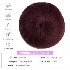 HSPJHTM 2 PCS Hair Bun Extensions,Red Hair Bun Hair Pieces for Women Girls Lady Drawstring Fake Ballet Bun Extensions Synthetic Updo Donut Chignon