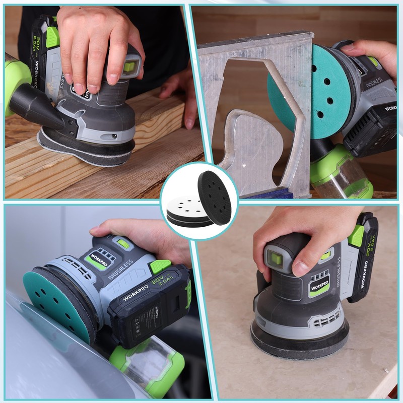 WORKPRO 5 Inch Orbital Sander Interface Pads and Sanding Discs,