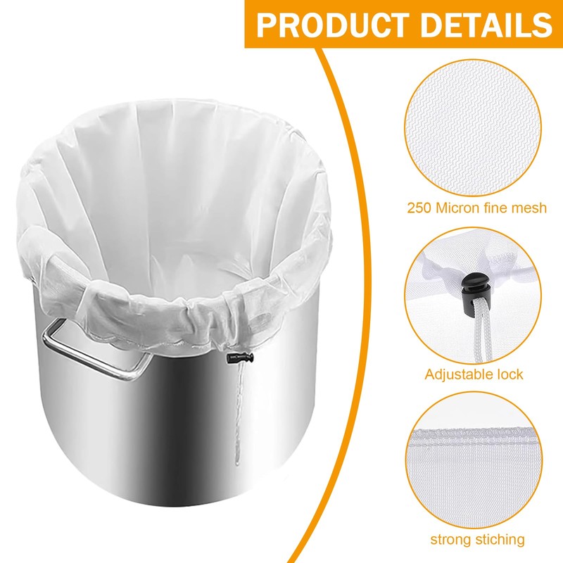 2pcs Brew Bag, 18×16/26×22 inches Straining Bag, Reusable Filter Bags
