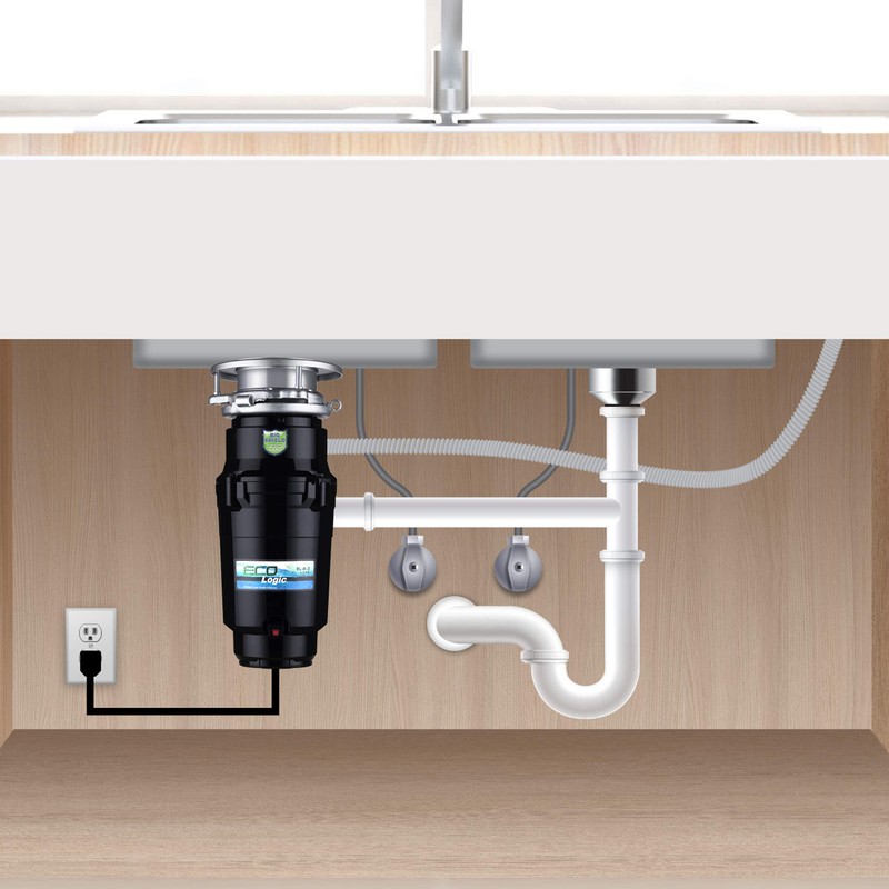 Eco Logic 10-US-EL-4-3B Garbage Disposal with Removeable Splash Guard, Attached