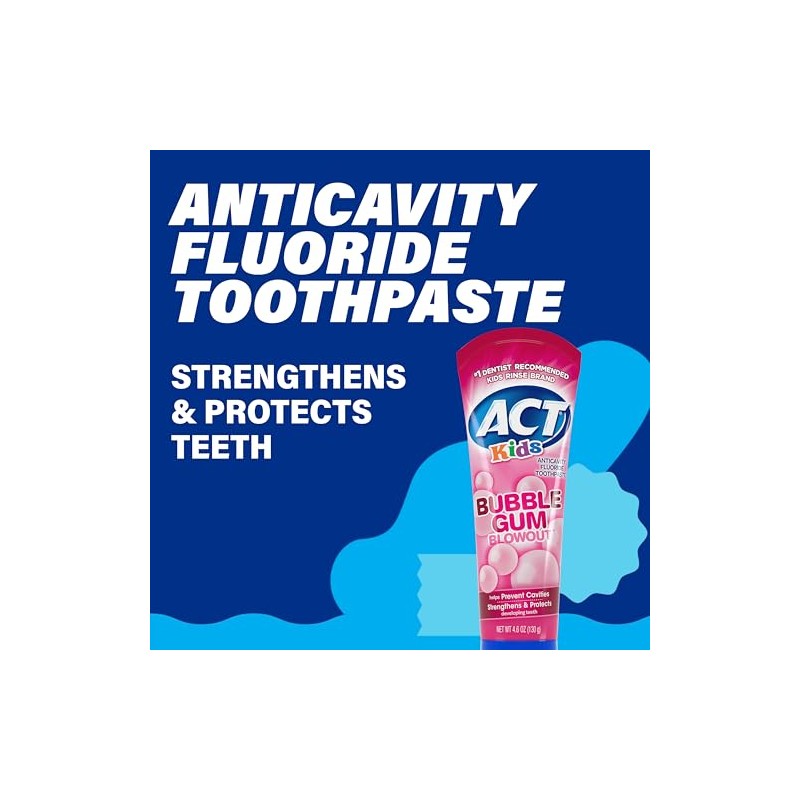 ACT Kids Bubblegum Blowout Toothpaste 4.6 ounce (Pack of 3)