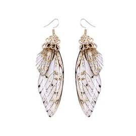 Unique Colorful Butterfly Dangle Earrings for Women Multicolored Simulation Butterfly Wing Hook Earrings Fashion Insect Drop Earrings for Summer Wedding Birthday Party Gift - white
