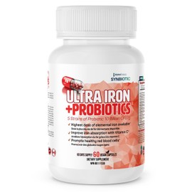 Azmabiotech Ultra Iron Supplements for Women & Men - Plant-Based Bisglycinate Iron Blood Builder - Iron Plus Probiotics & Vitamins C, B12, E & Folate - 60 Iron Capsules - Vegan Iron Supplements - Gentle on Stomach