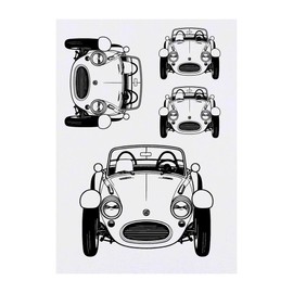 4 x 'Classic Roadster Car' Temporary Tattoos - Water Resistant, Skin-Safe, Non-Toxic Transfers, Mixed Sizes (TO00078202)