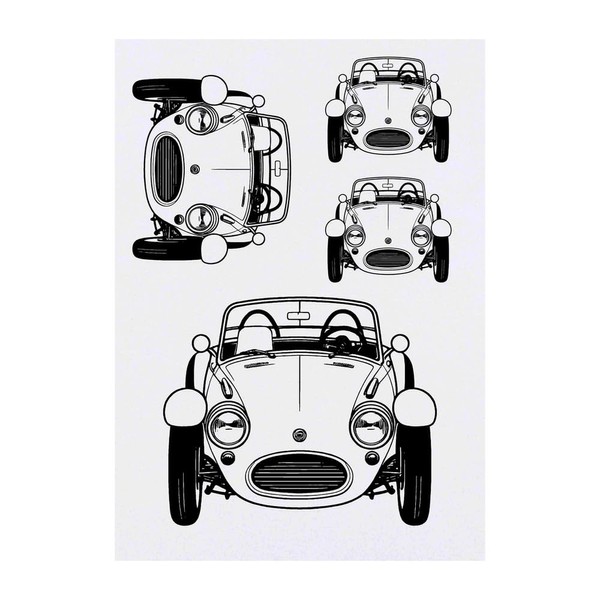 4 x 'Classic Roadster Car' Temporary Tattoos - Water Resistant,