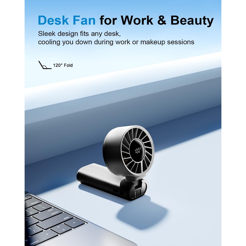 SOTHING Handheld Fan, 3-in-1 Design, with 1-100 Stepless Speeds, 19hrs