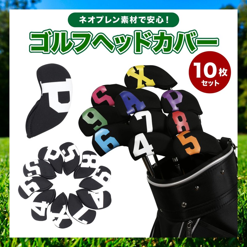 SATOMO 10 Pcs Golf Iron Covers Headcovers with Counts Neoprene