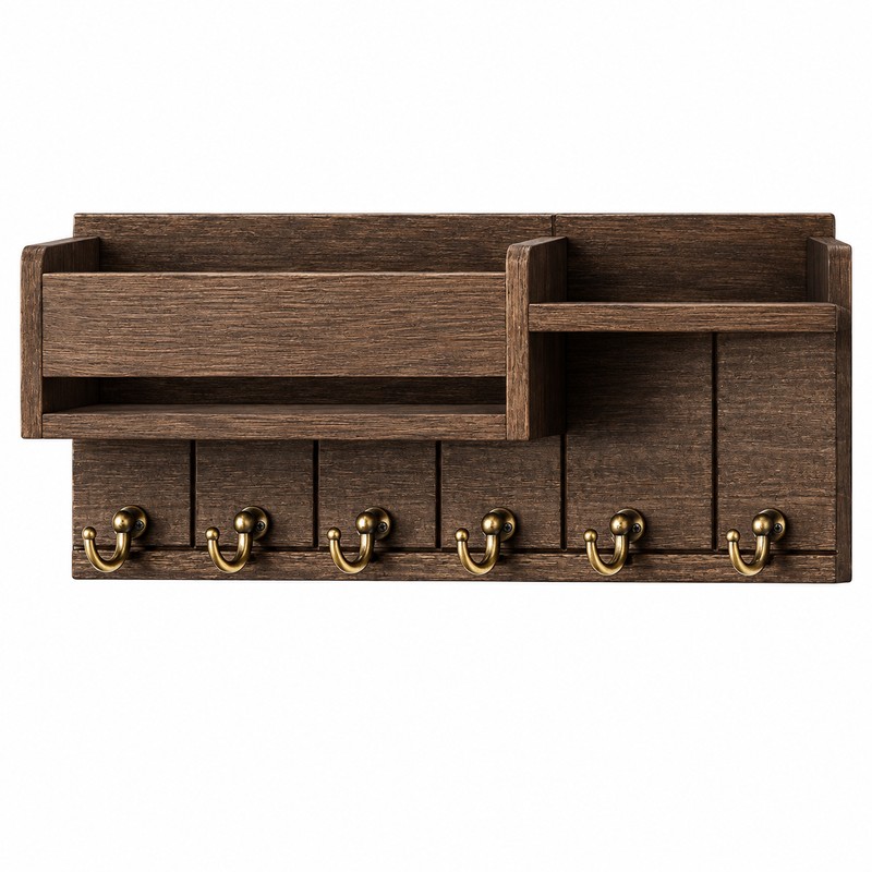Rustic Wood Key Holder for Entryway – Wall Mounted Mail