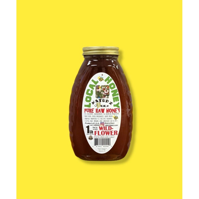 Naturz Beez RAW HONEY WILDFLOWER 1LB 454g 16oz 100% PURE