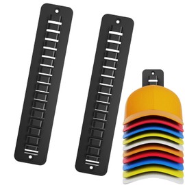 XINYUICEAN Perchero para Pared, 2 Piezas Organizador de Sombreros Gorras de Béisbol Hat Organizer, Capacidad 16 Gorras, Colgador de Gorras para Puerta Colgar Gorras Almacenamiento (Negro)