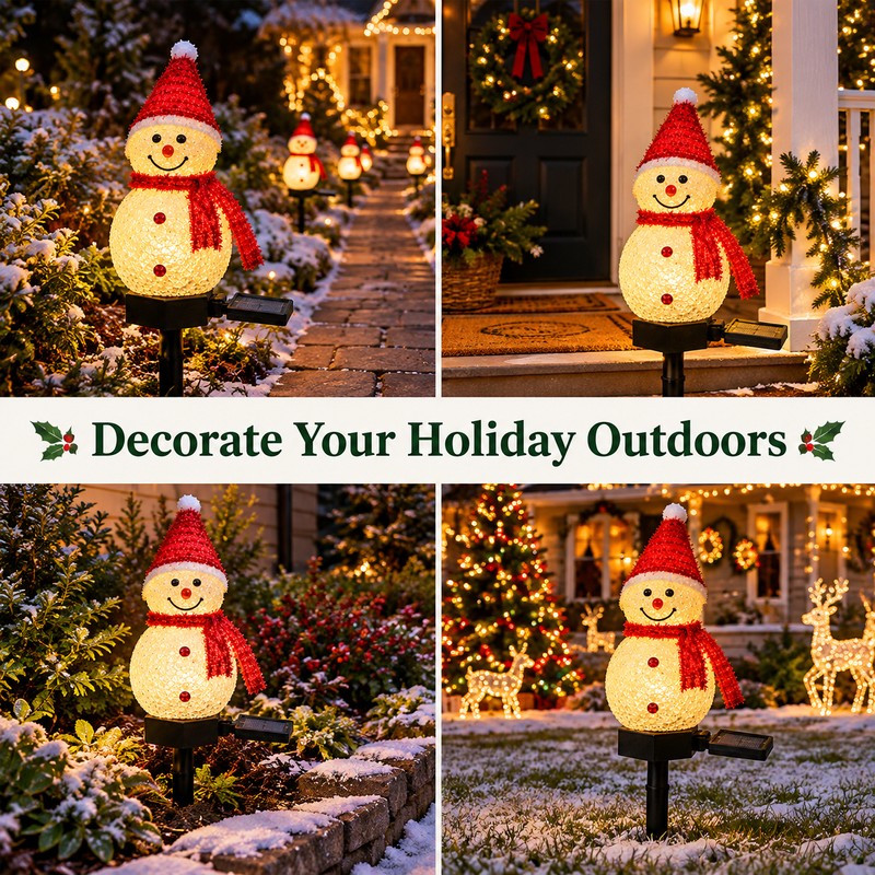 Solar Snowman Garden Light for Christmas Décor – Waterproof LED
