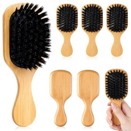 FoldTier Paquete de 6 mini cepillos de bambú para el cabello, cepillo de pelo pequeño de viaje, cepillo para desenredar el cuero cabelludo para mujere