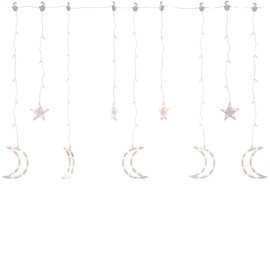 vidaXL Fairy Lights Star Moon Decorative Light Curtain Christmas Lighting Star Curtain Indoor Outdoor Window Party Remote Control 138 LEDs Warm White
