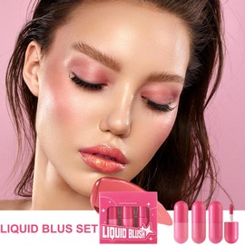 Liquid Blush Set | Cream Blush | Blendable Color Lightweight All-Day Highlighter Liquid Blusher for Eyes and Cheeks Makeup