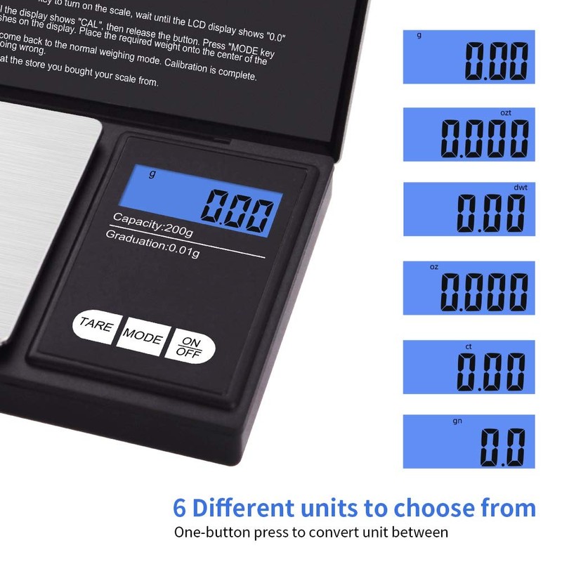 UNIWEIGH Gram Scale,200 gx0.01 g(7.05 oz x 0.001 oz) Digital
