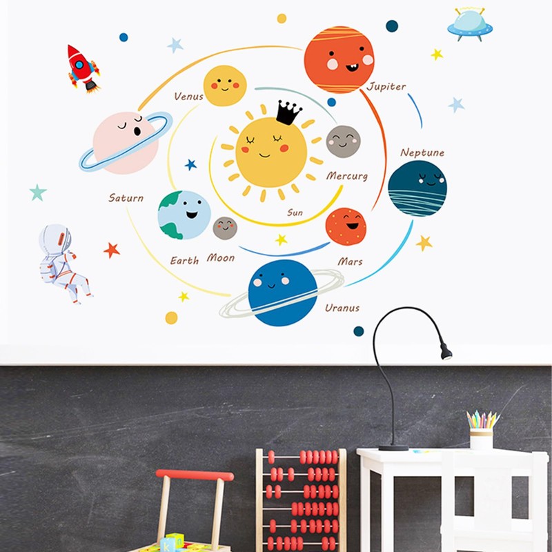 Solar System Wall Stickers for Kids, Universe Space Wall Sticker,