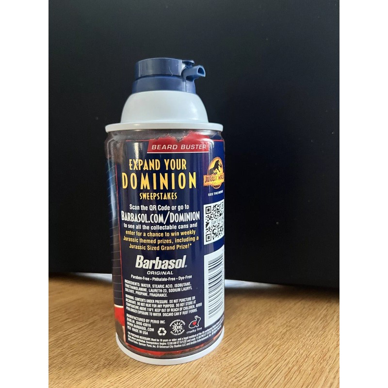 Barbasol Jurassic World Limited Edition Barbasol Shaving Cream Can Collectible