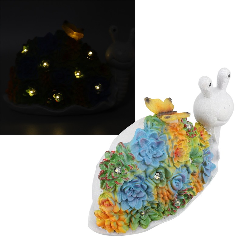 Solar Snail Statue Waterproof Cute Snail Figurine Succulents Garden Ornament
