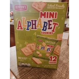 Benton's Mini Alphabet Cookie Box, On the Go, 12, 1oz Benton Pouches, School Friendly Nut