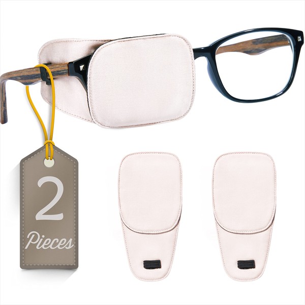 Astropic-2 parches de seda para ojos para adultos y niños, gafas para cubrir cualquiera de los ojos (beige medio, cremoso)