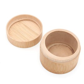 POFET Fat Cylindrical Round Shape Portable Handmade Natural Bamboo Tea Canister Storage Container Box Home Use Bamboo Tea Tins Storage Tubes