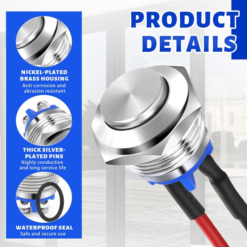 LPZMPZ Push Button 16 mm Momentary Push Button Waterproof Momentary