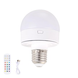 Shenmoyl Rechargeable Battery Operated Light Bulb with Remote Control 3 CCT + RGB Dimmable，5000 mAh