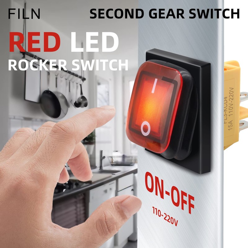 FILN 3pcs 15A KCD4 Waterproof Rocker Switch ON/Off Switch 4Pin