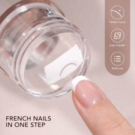 GAOY French Tip Stamp, 6Pcs Nail Art Stamper Kit, Soft Clear Silicone Round & Square Jelly Stamper, Nail Scrapers and Replacement Heads for French Manicure Home DIY & Salon Use