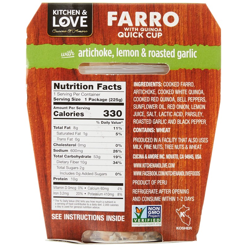 Kitchen & Love Artichoke, Lemon, and Roasted Garlic Farro Quick