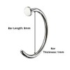PiercedOff Titanium Nose Ring - Thickness 18GA (1mm) / Diameter