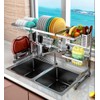 Stainless Steel Dish Drying Rack Over Kitchen Sink, Dishes and