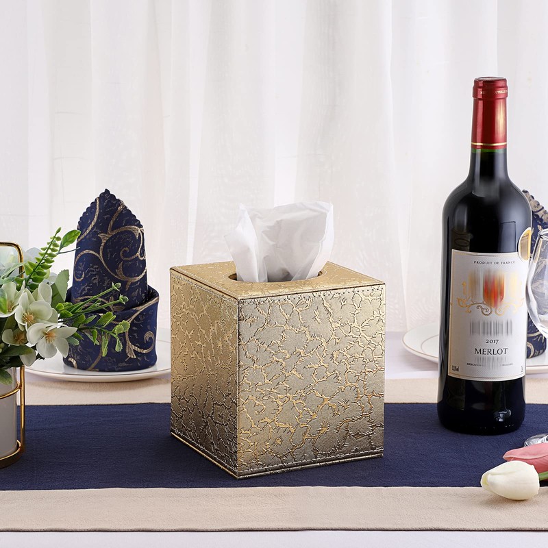 BTSKY PU Leather Household Office Cube Tissue Paper Holder Box