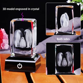 3D Crystal Engrave Penguin Family Cute Figurine Night Lights Gifts for Women, Glass Animals Keepsake for Mum on Christmas, Funny Ornament Presents for Kids on Birthday