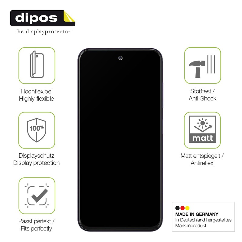 dipos FLEX 2x Schutzfolie matt passend für BLU Bold K30,