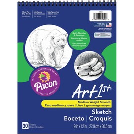 Pacon Corporation 4850 Sketch Book, Acid-free, Medium Weight, 9"x12", 30 Sheets