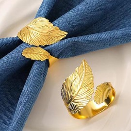 Gold Napkin Rings Set of 50,Gold Leaf Shape Napkin Rings for Table Setting,Weddings,Anniversary, Birthday,Christmas,Fall,Thanksgiving,Bars,Picnic,Party of Table Decor (Gold,50)