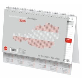 Schreibtischkalender Österreich klein 2025: Tischkalender zum Aufstellen. Klappkalender mit österreichischen Feiertagen und Schulferien. 24 x 18 cm. (Bürokalender Heye)
