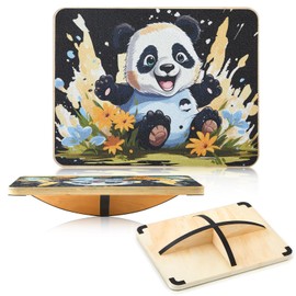 Vertintong Wooden Balance Board Kids and Adults, 360 Degree Rotation with Crossed Base, Balance Boards for Stability and Core Training, Outdoor Activities and Parent Child Interaction(Panda)