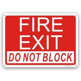 Fire Exit Do Not Block Sign, 10 x 7 x 0.04 inches, Metal, Climate/Fading/Bending Resistant.