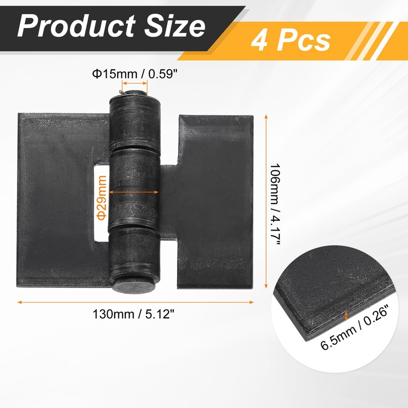 uxcell 4 Pack Heavy Duty Weldable Hinges, 4.17" x 5.12"