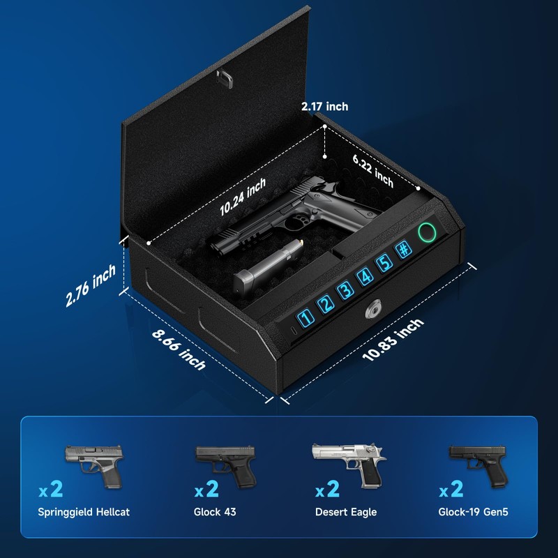 AIRMuch Biometric Gun Safe for Handgun,Drop Slot Compatible for 2-3