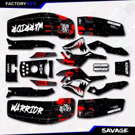 Factory EFX Black Red Savage Camo Racing Fender Graphics Kit fits Yamaha Warrior 350 Decals