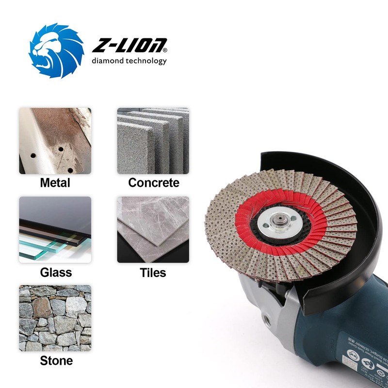 Z-LION 4 Inch Diamond Flap Disc 120 Grit Sanding Wheel