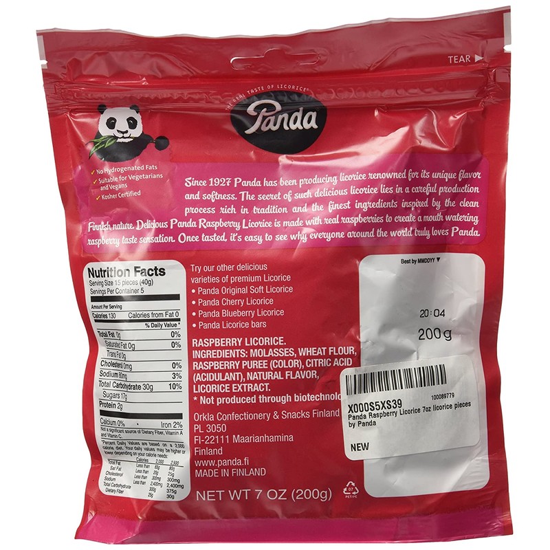 Panda Raspberry Licorice 7oz licorice pieces